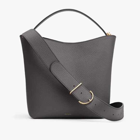 Cuyana Linea Bucket Bag in Charcoal Pebbled Leather - Picture 12 of 13